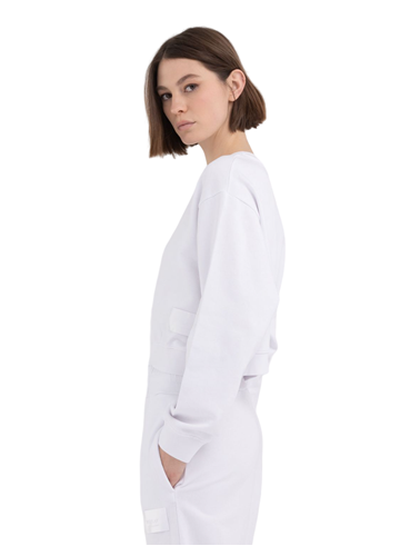 Replay BIJELI CROPPED SWEATSHIRT S MINI KONTRASTNIM NATPISOM - 5