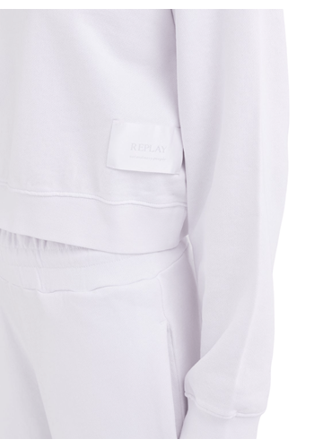 Replay BIJELI CROPPED SWEATSHIRT S MINI KONTRASTNIM NATPISOM - 7