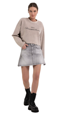 CROPED SWEATSHIRT S BRUŠENIM EFEKTOM - 6