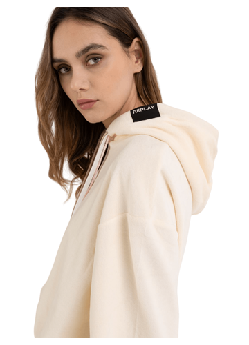 Replay OVERSIZED SWEATSHIRT U BOJI BIJELE KAVE S VIŠEBOJNIM VEZICAMA - 6