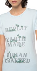 SVIJETLOPLAVA MAJICA REPLAY EARTH MADE S CVJETIĆIMA - 5
