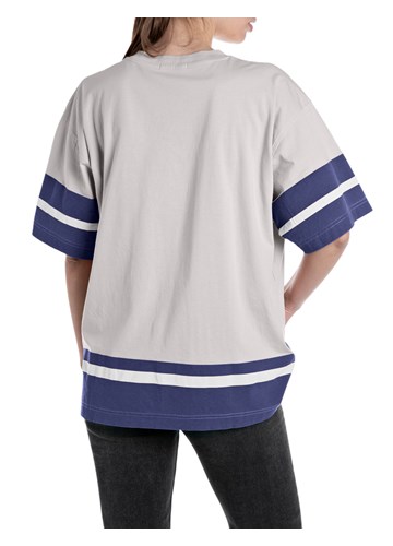 Replay PLAVA BOYFIT MAJICA KRATKIH RUKAVA S COLLEGE STYLE PRINTOM  - 2