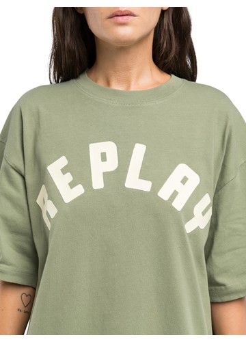 Replay ZELENA BOYFIT MAJICA S NATPISOM REPLAY - 3