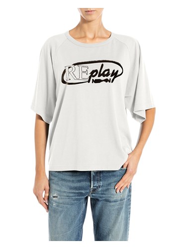 Replay PRLJAVO BIJELA OVERSIZED MAJICA KRATKIH RUKAVA S NATPISOM REPLAY - 1