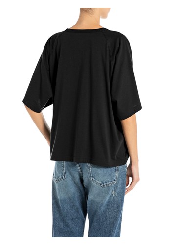 Replay CRNA OVERSIZED MAJICA KRATKIH RUKAVA S NATPISOM REPLAY - 2