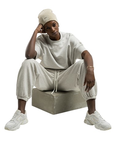 Replay krem bijeli cropped sweatshirt s polu-rukavima