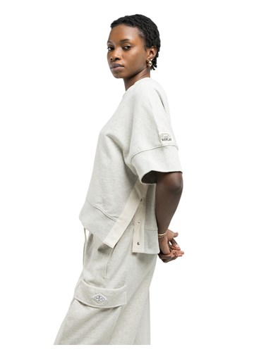 Replay KREM BIJELI CROPPED SWEATSHIRT S POLU-RUKAVIMA - 2