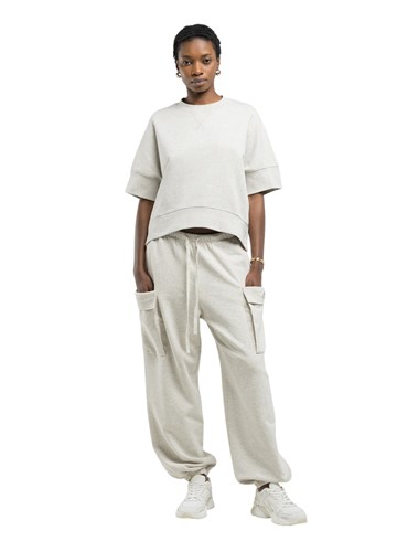 Replay KREM BIJELI CROPPED SWEATSHIRT S POLU-RUKAVIMA - 4