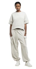 KREM BIJELI CROPPED SWEATSHIRT S POLU-RUKAVIMA - 4