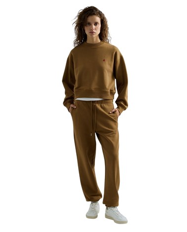 Replay smeđa boxy-fit majica od češljanog pamuka s r vezom