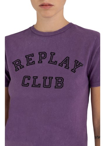 Replay LJUBIČASTA SLIM MAJICA KRATKIH RUKAVA S VINTAGE PRINTOM - 4