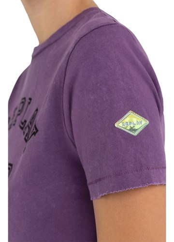 Replay LJUBIČASTA SLIM MAJICA KRATKIH RUKAVA S VINTAGE PRINTOM - 5