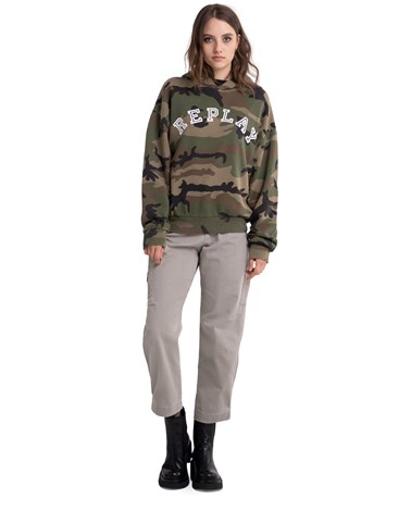Replay maskirni sweatshirt s kapuljačom