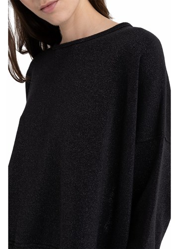 Replay ŽENSKI CRNI SWEATSHIRT S PROREZOM NA LEĐIMA - 4