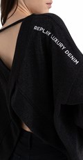 ŽENSKI CRNI SWEATSHIRT S PROREZOM NA LEĐIMA - 4