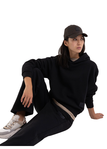 Replay ŽENSKA OVERSIZED MAJICA S KAPULJAČOM U CRNOJ BOJI - 4