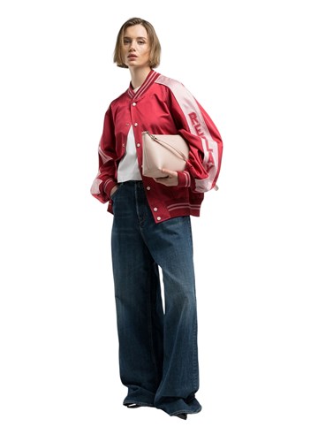 Replay CRVENA BOMBER JAKNA S LOGOTIP NATPISOM NA RUKAVU - 1