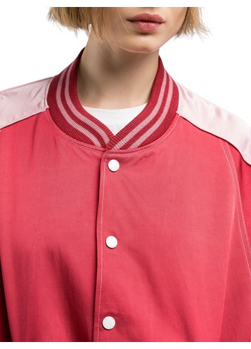 Replay CRVENA BOMBER JAKNA S LOGOTIP NATPISOM NA RUKAVU - 3