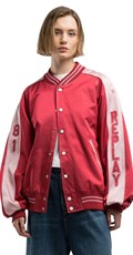 CRVENA BOMBER JAKNA S LOGOTIP NATPISOM NA RUKAVU - 5