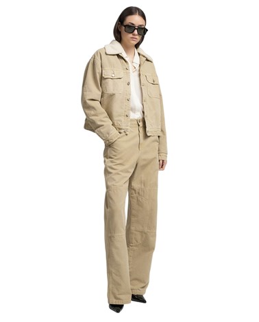 W7960  85424 Replay casual cropped jakna u bež boji s umjetnim krznom Replay casual cropped jakna u bež boji s umjetnim krznom