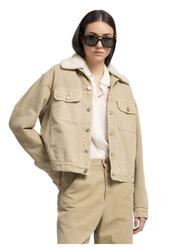 Replay CASUAL CROPPED JAKNA U BEŽ BOJI S UMJETNIM KRZNOM  - 2 Replay CASUAL CROPPED JAKNA U BEŽ BOJI S UMJETNIM KRZNOM  - 2