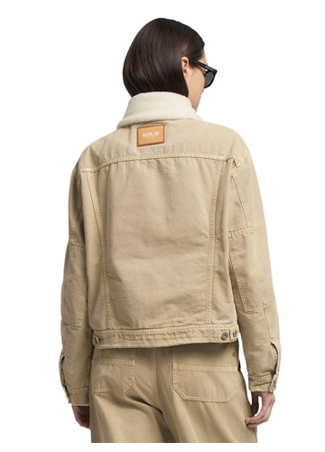 Replay CASUAL CROPPED JAKNA U BEŽ BOJI S UMJETNIM KRZNOM  - 3 Replay CASUAL CROPPED JAKNA U BEŽ BOJI S UMJETNIM KRZNOM  - 3