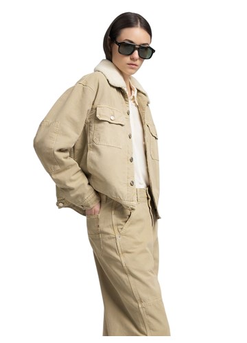 Replay CASUAL CROPPED JAKNA U BEŽ BOJI S UMJETNIM KRZNOM  - 4 Replay CASUAL CROPPED JAKNA U BEŽ BOJI S UMJETNIM KRZNOM  - 4