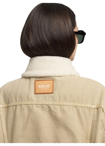 Replay CASUAL CROPPED JAKNA U BEŽ BOJI S UMJETNIM KRZNOM  - 6 Replay CASUAL CROPPED JAKNA U BEŽ BOJI S UMJETNIM KRZNOM  - 6