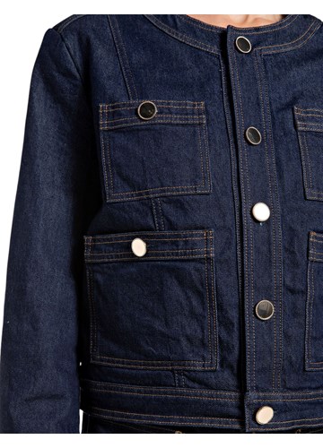 Replay ŽENSKA TAMNA DENIM JAKNA BEZ OVRATNIKA - 5