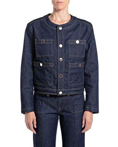 Replay ženska tamna denim jakna bez ovratnika