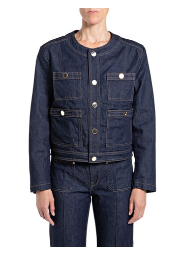 Replay ŽENSKA TAMNA DENIM JAKNA BEZ OVRATNIKA - 1