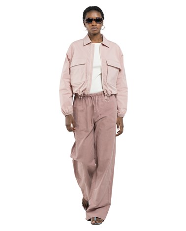 Replay puder roze jogger hlače od pamuka i lana