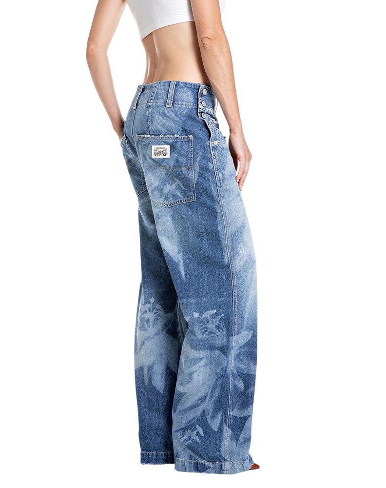 Replay ŽENSKE WIDE LEG JEANS HLAČE S CVJETNIM UZORKOM - 4
