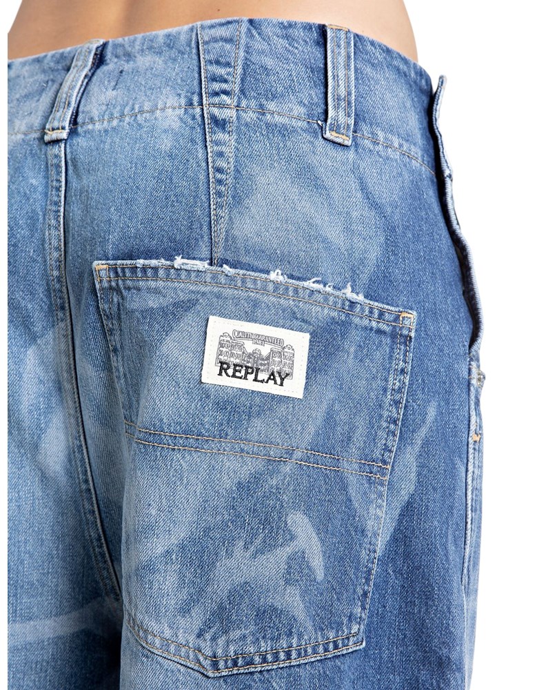 Replay ŽENSKE WIDE LEG JEANS HLAČE S CVJETNIM UZORKOM - 9