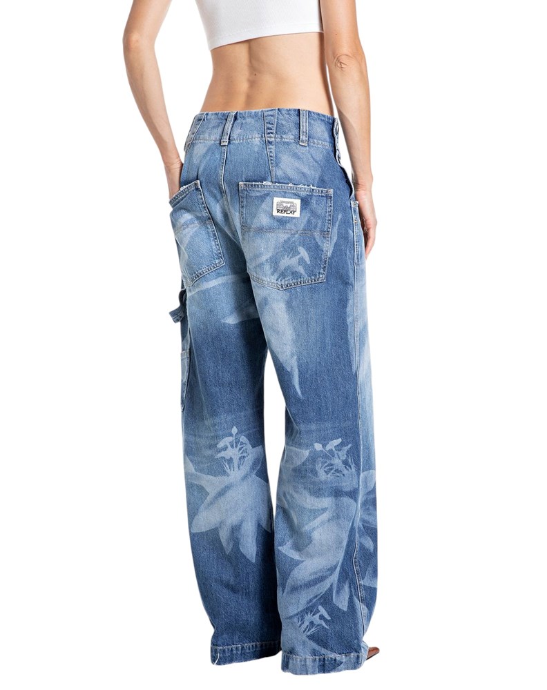 Replay ŽENSKE WIDE LEG JEANS HLAČE S CVJETNIM UZORKOM - 3