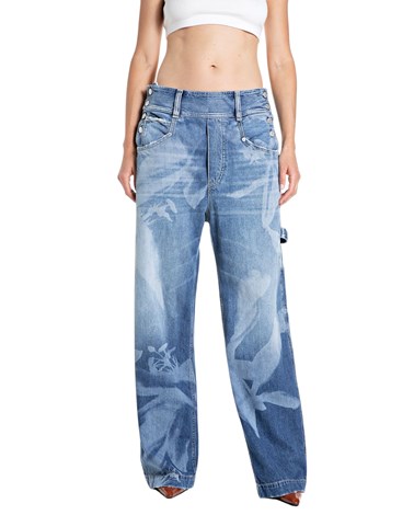 Replay ženske wide leg jeans hlače s cvjetnim uzorkom