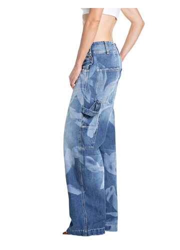 Replay ŽENSKE WIDE LEG JEANS HLAČE S CVJETNIM UZORKOM - 2