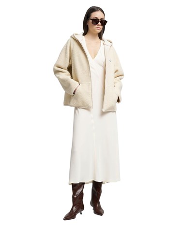 Replay krem bijela midi haljina od poli satena