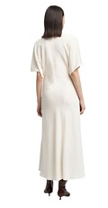 KREM BIJELA MIDI HALJINA OD POLI SATENA - 2