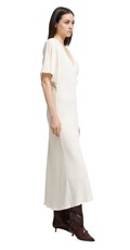 KREM BIJELA MIDI HALJINA OD POLI SATENA - 3
