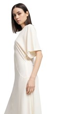 KREM BIJELA MIDI HALJINA OD POLI SATENA - 4