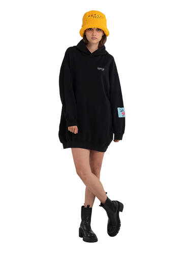 Replay SWEATSHIRT HALJINA S KAPULJAČOM I ROSE LABEL ZAKRPOM - 1