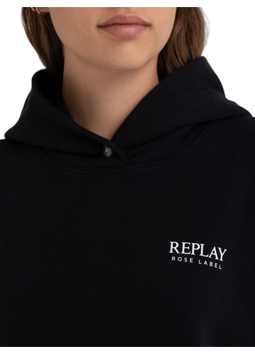Replay SWEATSHIRT HALJINA S KAPULJAČOM I ROSE LABEL ZAKRPOM - 5