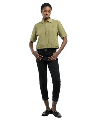 W3396  23766G Replay zelena polo majica s podesivom vezicom u struku Replay zelena polo majica s podesivom vezicom u struku