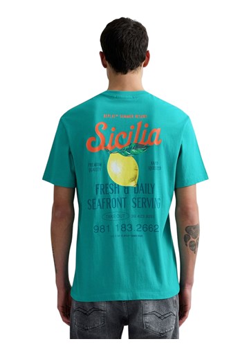 Replay ZELENA MAJICA OPUŠTENOG KROJA S PRINTOM SICILIA - 3