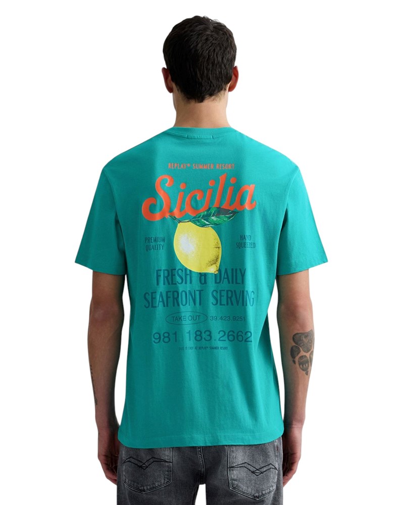 Replay ZELENA MAJICA OPUŠTENOG KROJA S PRINTOM SICILIA - 3