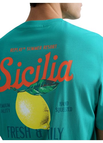 Replay ZELENA MAJICA OPUŠTENOG KROJA S PRINTOM SICILIA - 7