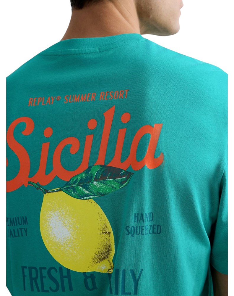 Replay ZELENA MAJICA OPUŠTENOG KROJA S PRINTOM SICILIA - 7