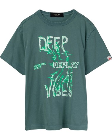 Replay zelena majica s natpisom deep replay vibes za dječake