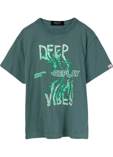 Replay ZELENA MAJICA S NATPISOM DEEP REPLAY VIBES ZA DJEČAKE - 1